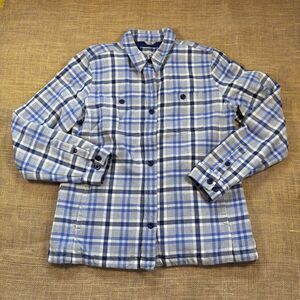 LL Bean Shacket Primaloft Jacket Gray Plaid Shirt Quilt Lined Women’s Size Small